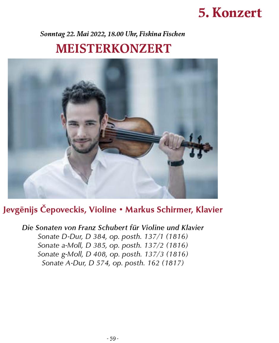 MEISTERKONZERT - Jevgenijs Cepoveckis, Violine • Markus Schirmer, Klavier